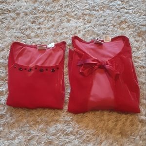 Girls 8 Talbots Velvet Red Top and Sweater Set